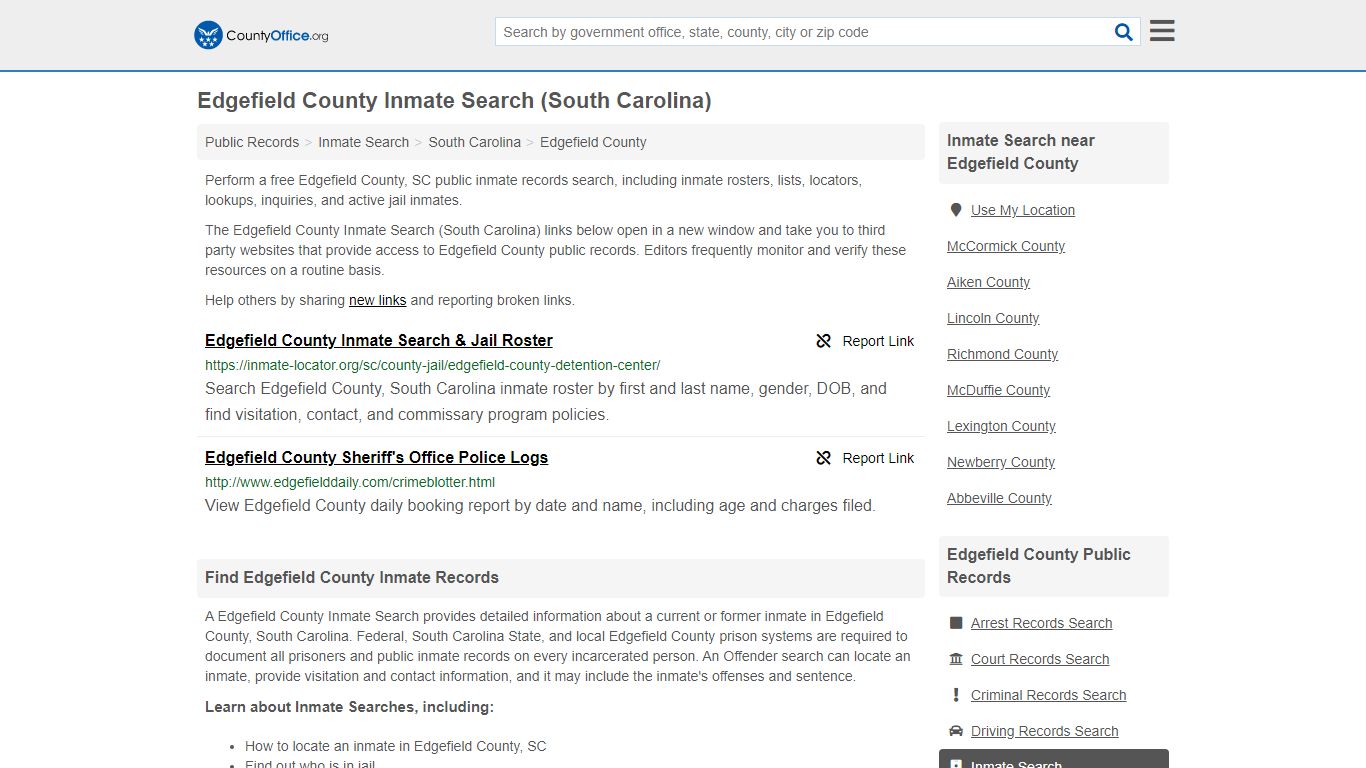 Inmate Search - Edgefield County, SC (Inmate Rosters ...